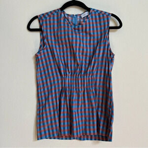 Argent Plaid Gingham Top Blouse Shirt Work Career